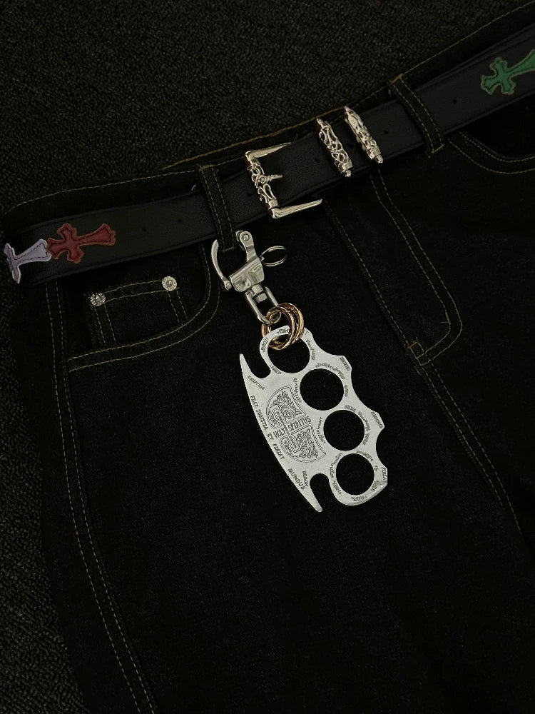 Heavy Brass Knuckle Metal Waist Clip Carabiner Charm