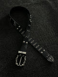Dark Genuine Leather Punk Belt — Handcrafted Metal Studs