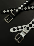 Black & White Diamond Pattern STU Punk Belt — Unisex