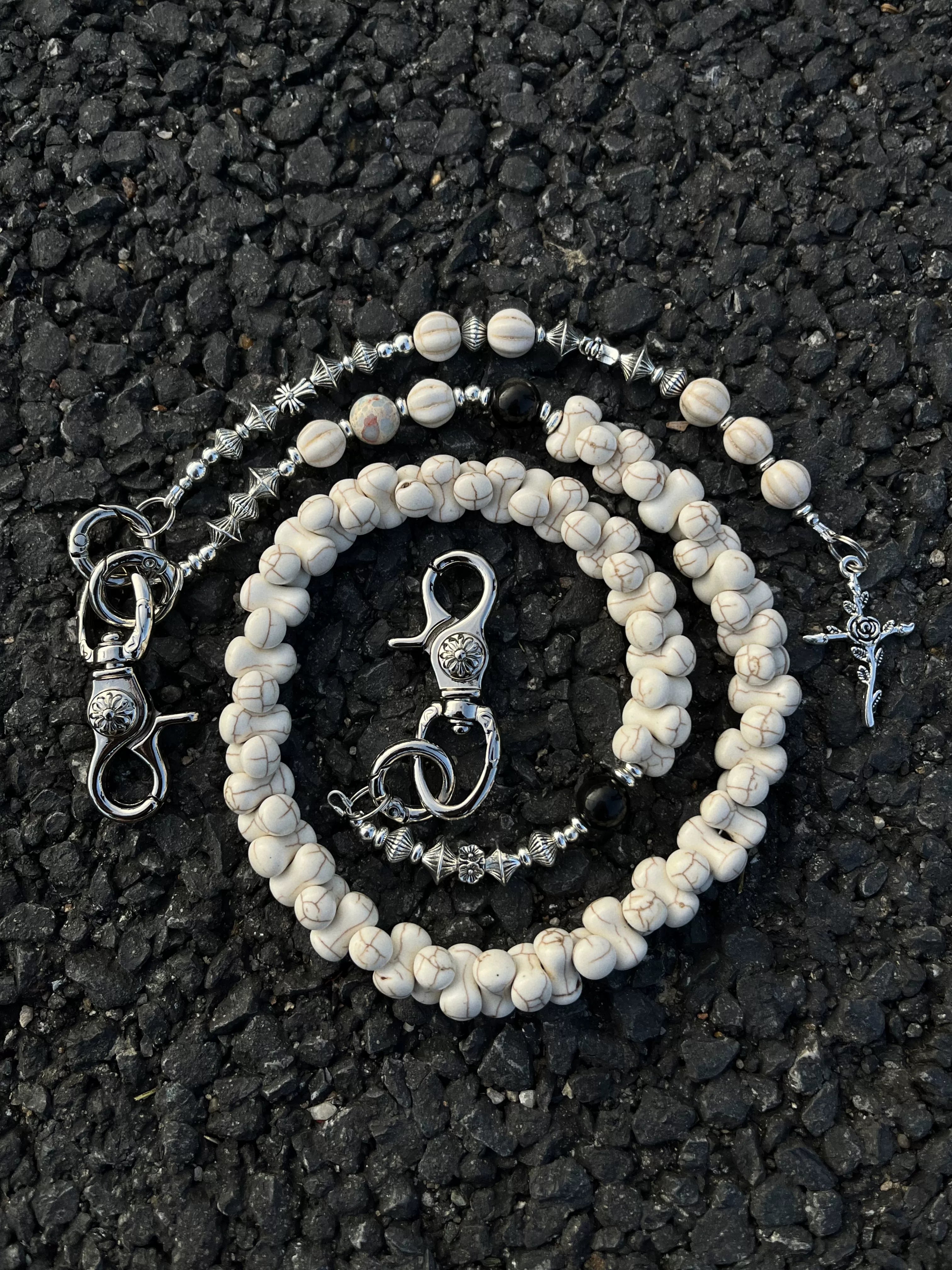 White Turquoise Bone Pants Chain — Handmade Western Waist Chain