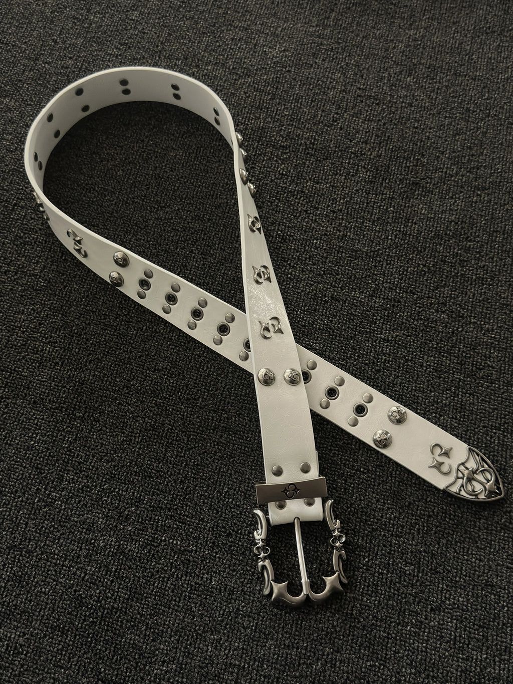 Premium White Punk Studded Belt — Runway Edition
