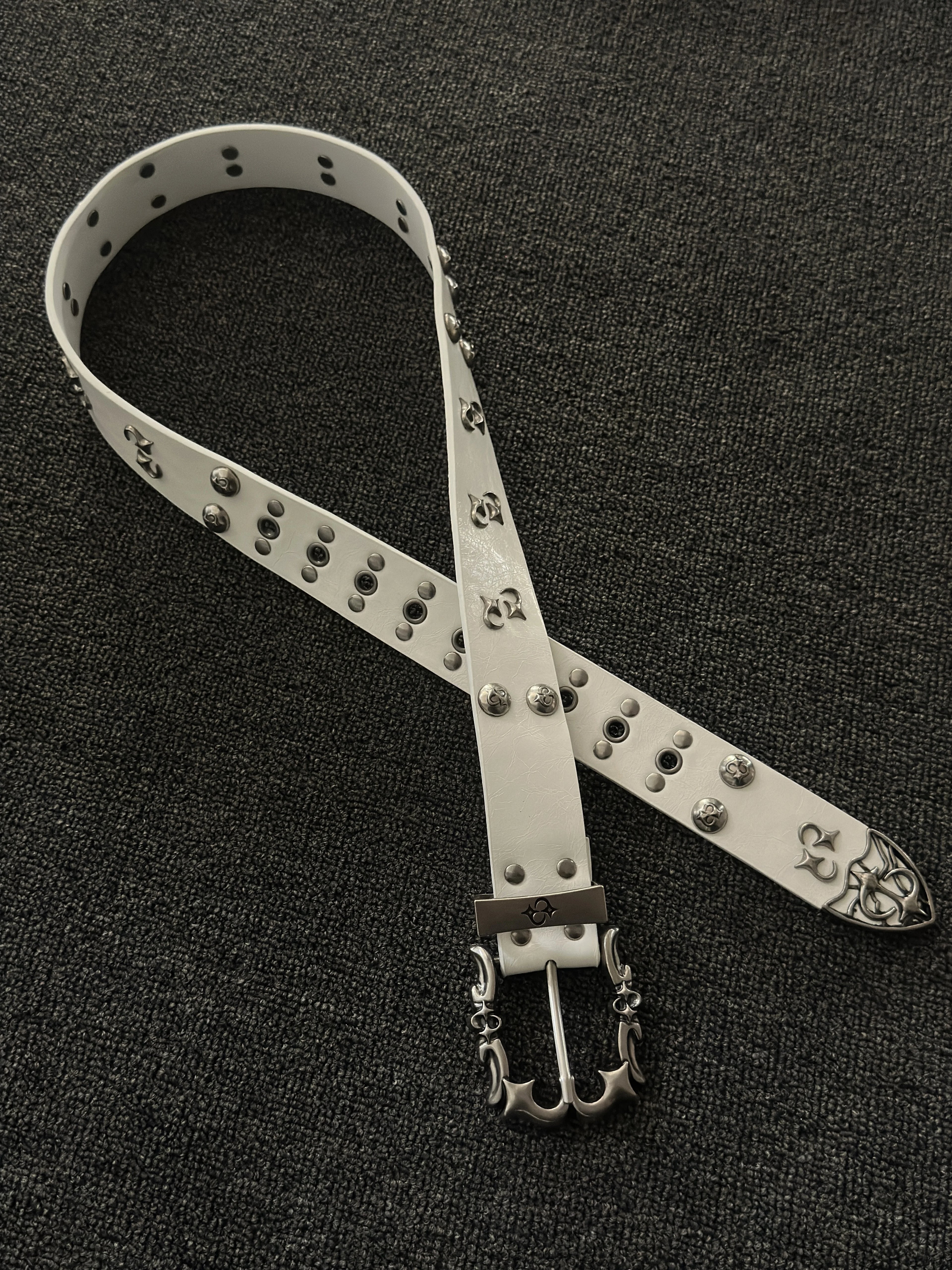 Premium White Punk Studded Belt — Runway Edition