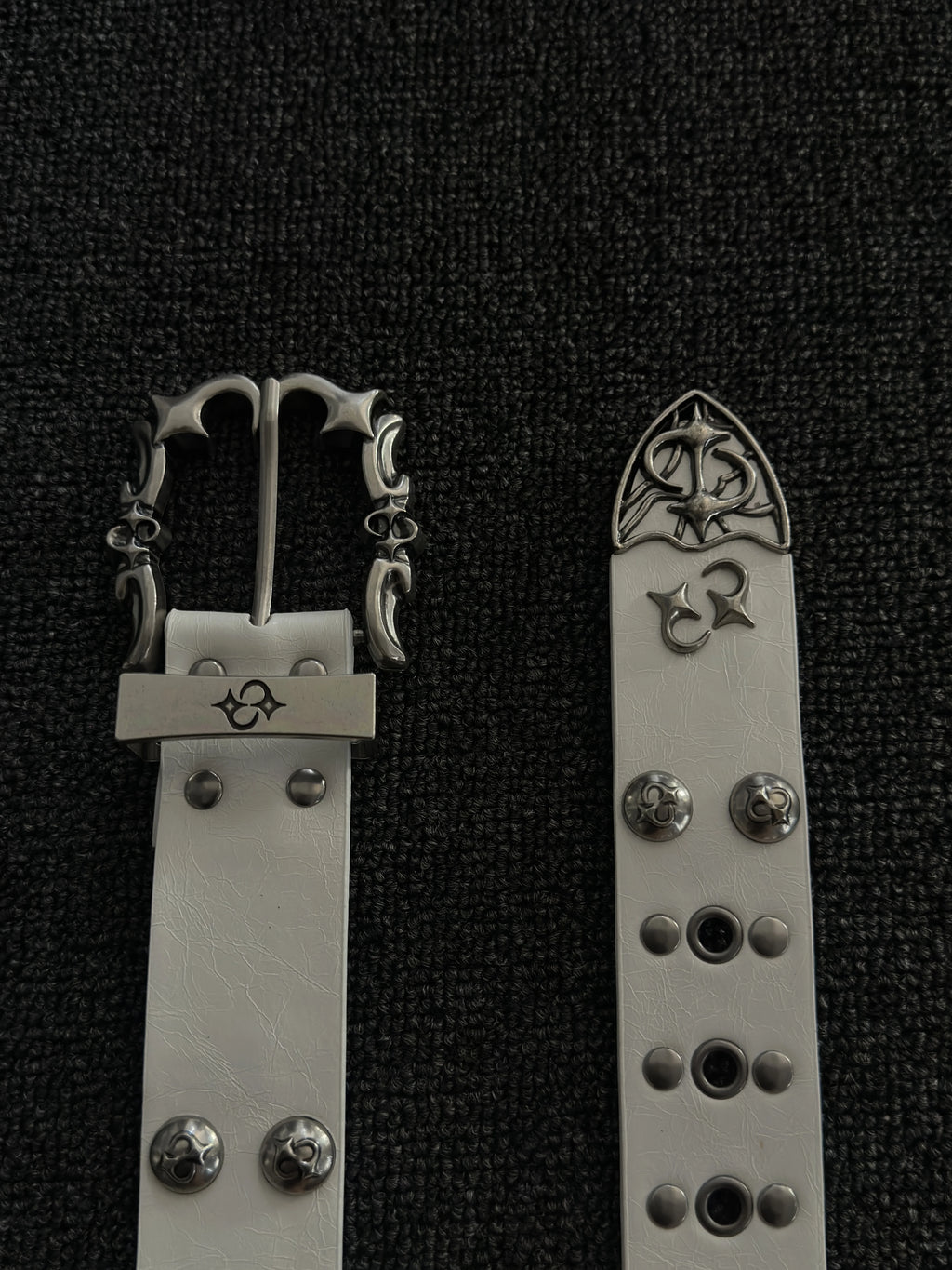 Premium White Punk Studded Belt — Runway Edition