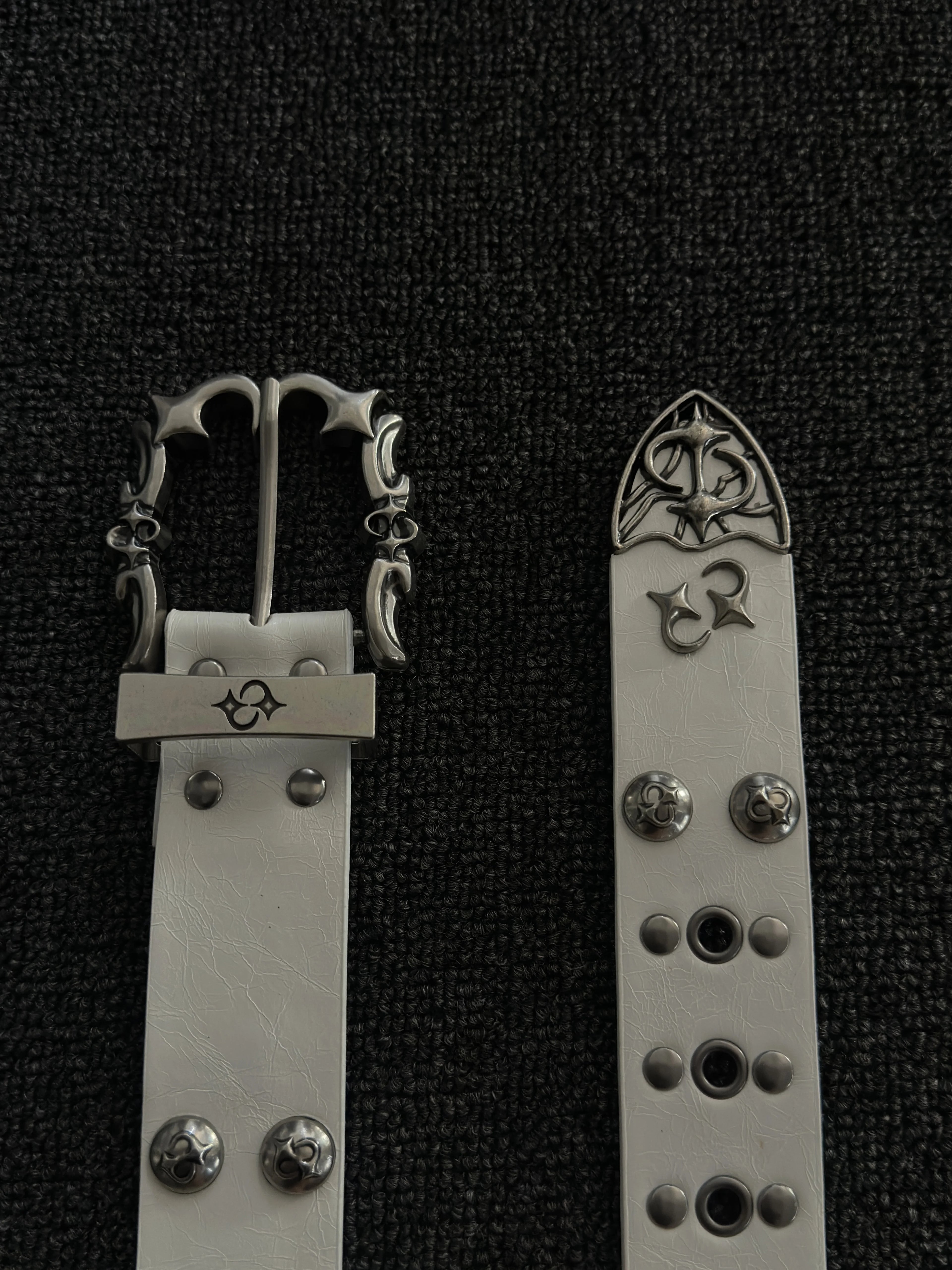 Premium White Punk Studded Belt — Runway Edition