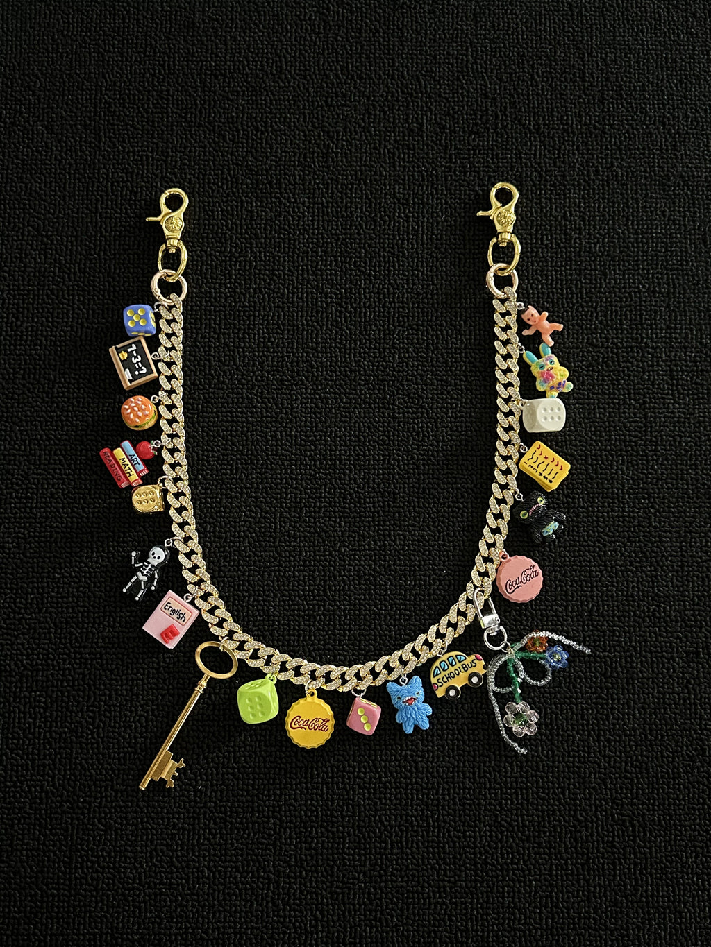 Gold Crystal Cuban Pants Chain — Dopamine Colorful Statement Chain