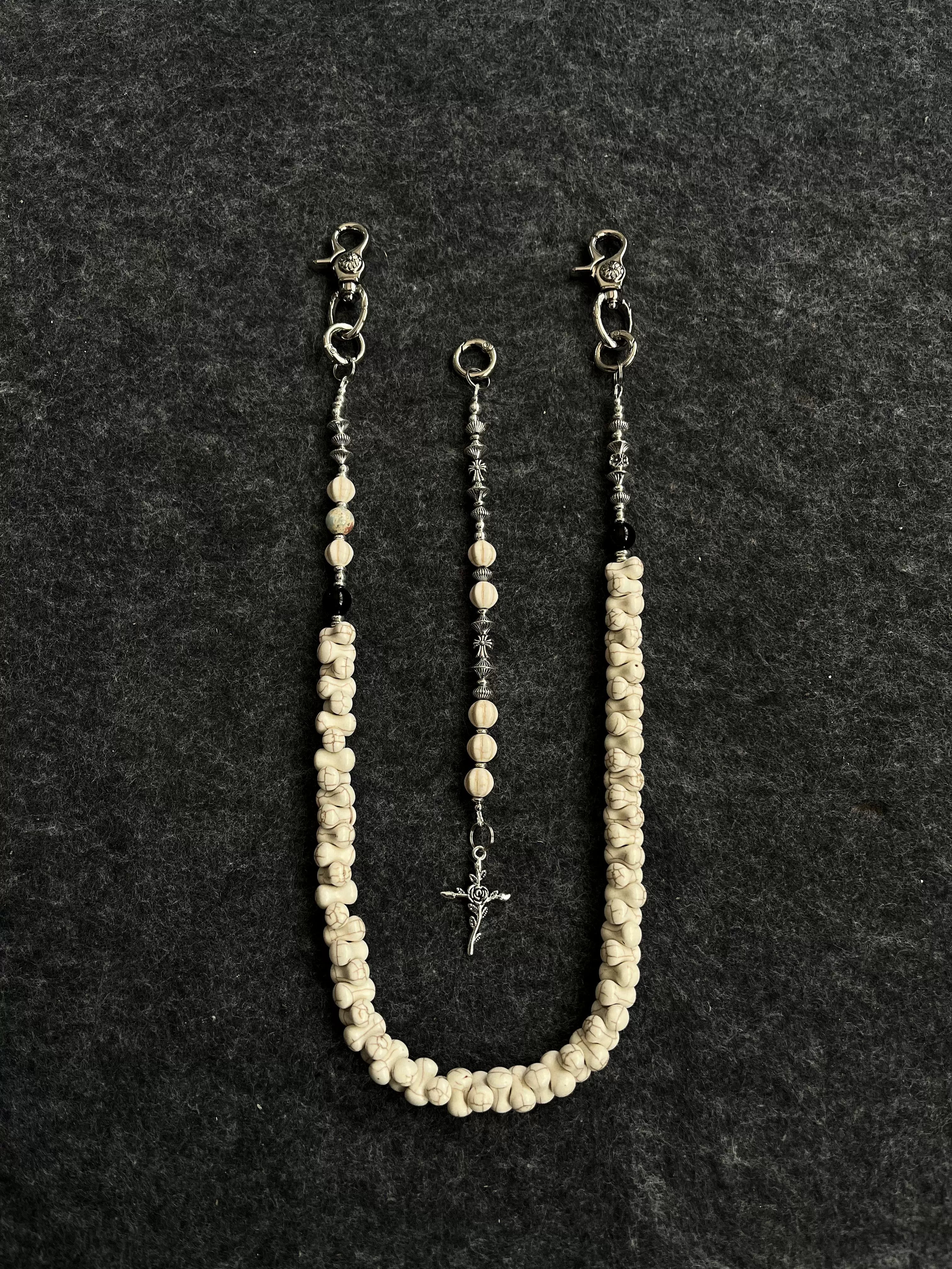 White Turquoise Bone Pants Chain — Handmade Western Waist Chain