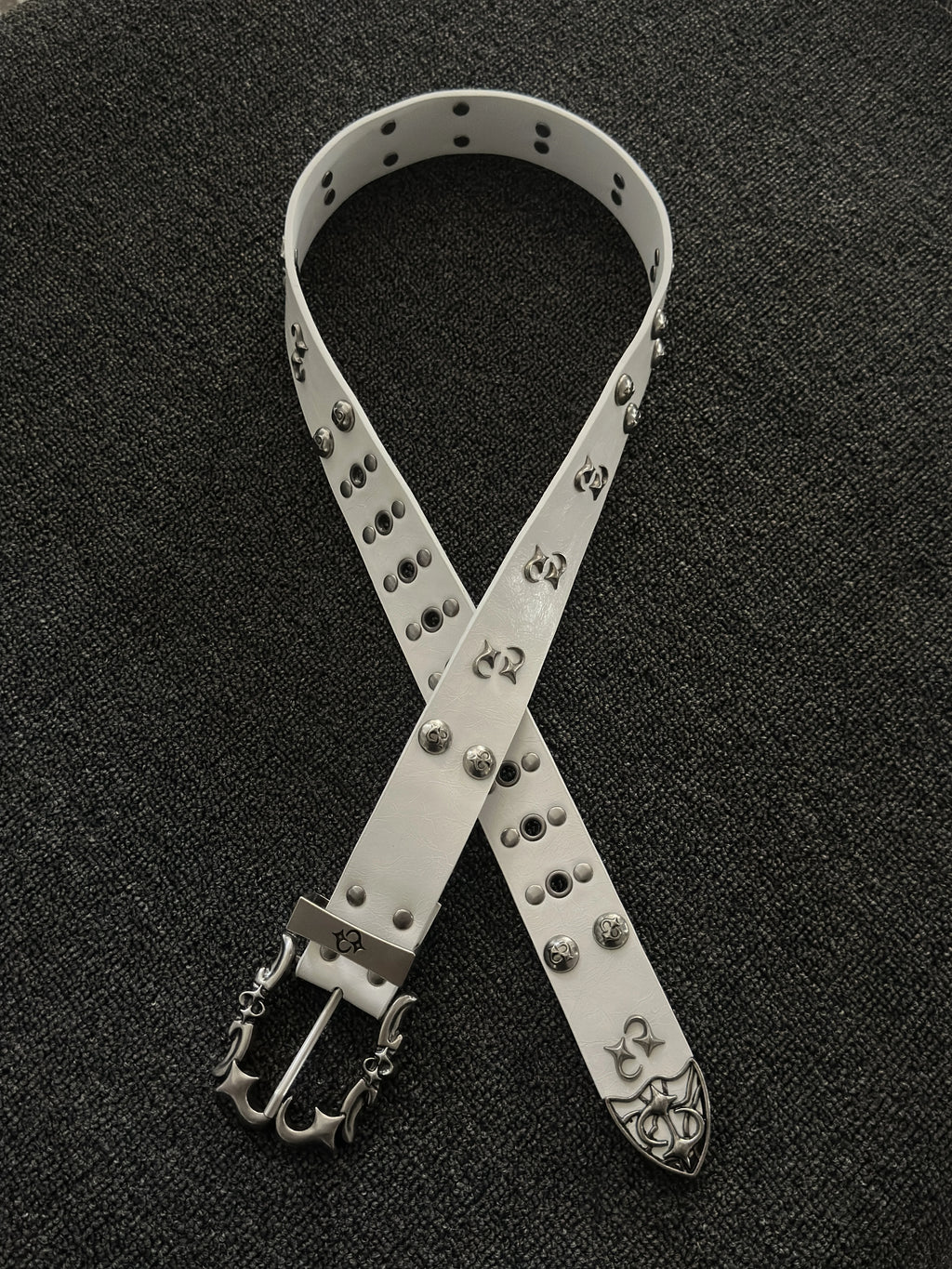 Premium White Punk Studded Belt — Runway Edition