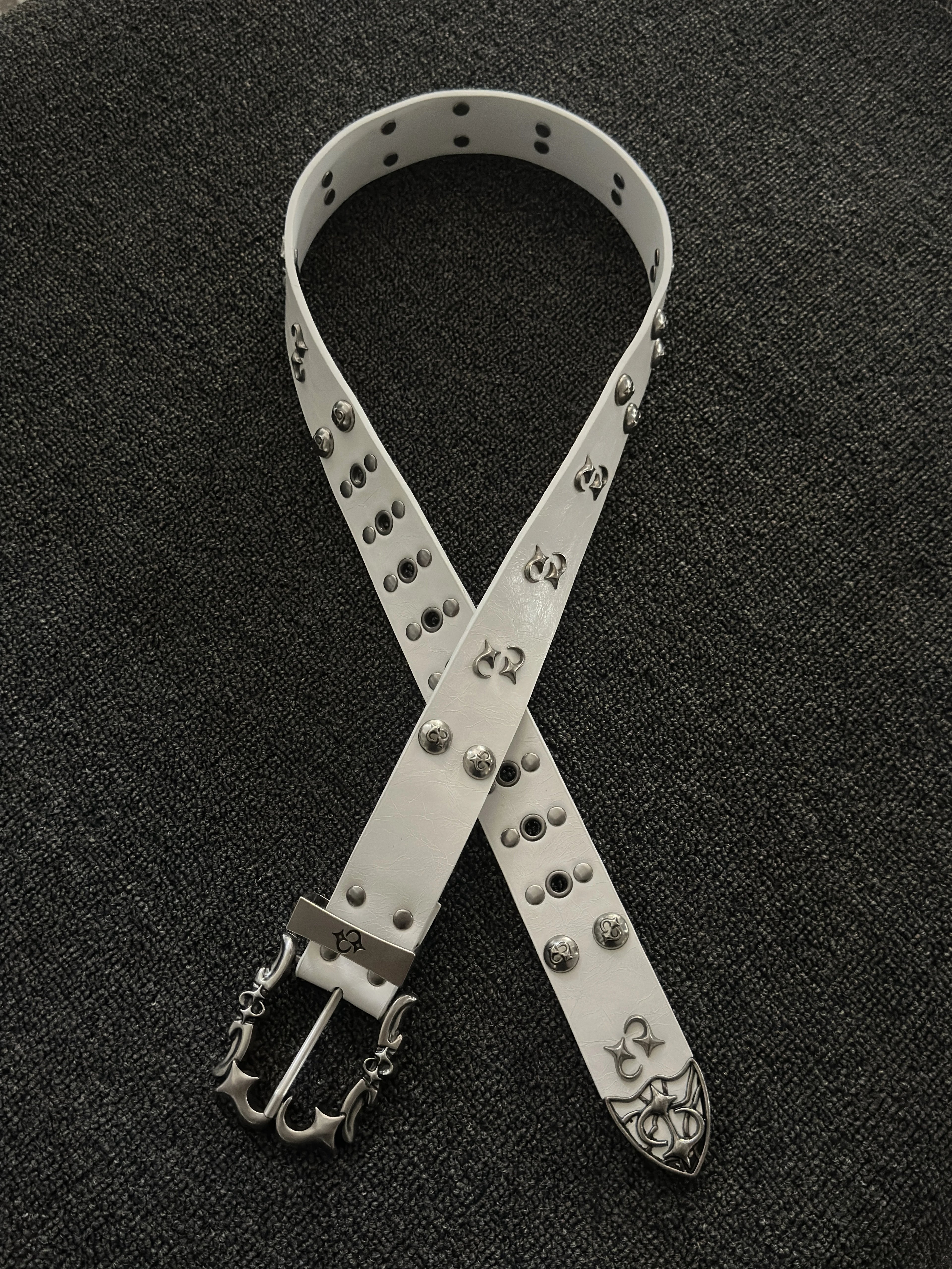 Premium White Punk Studded Belt — Runway Edition