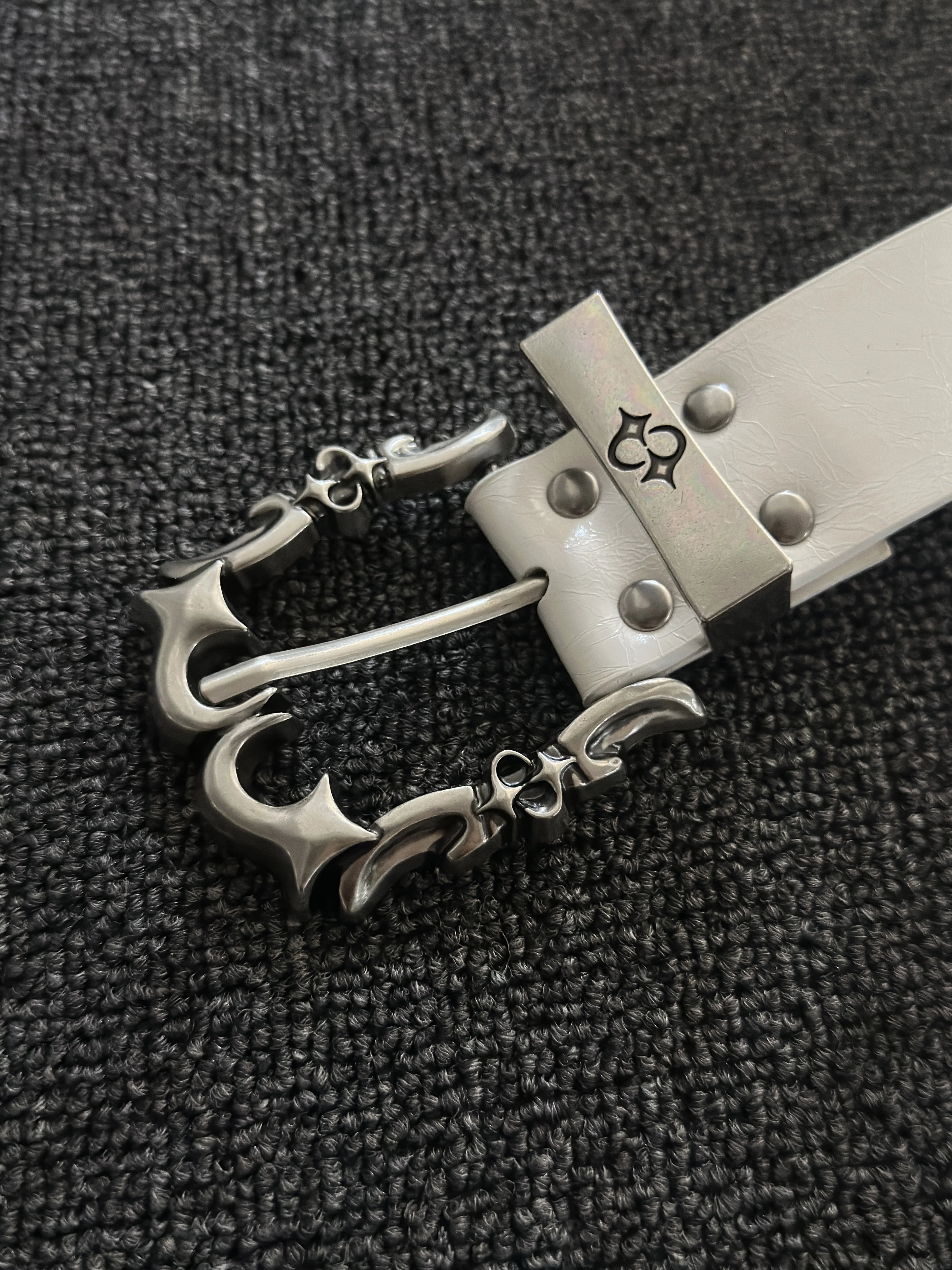 Premium White Punk Studded Belt — Runway Edition