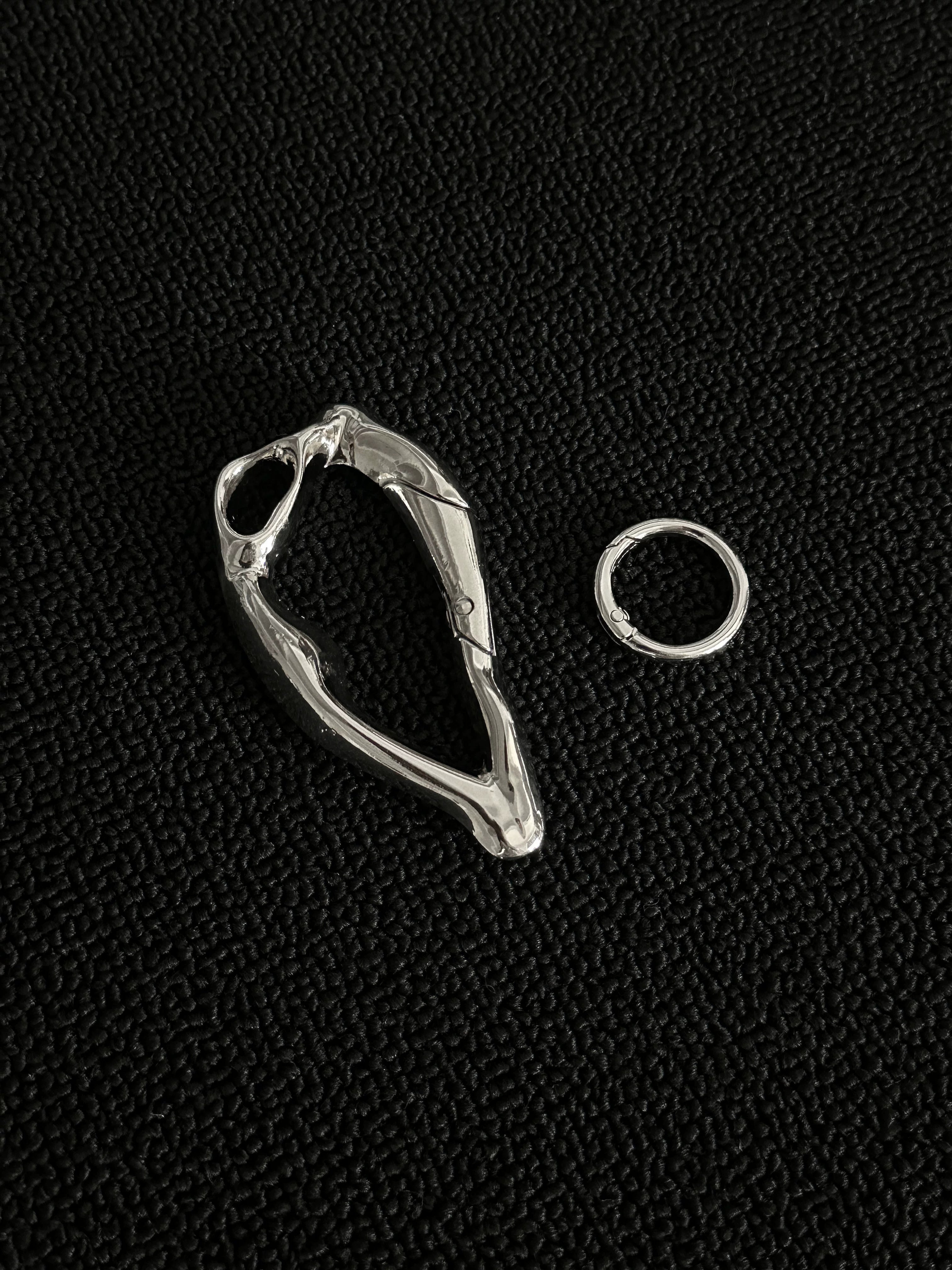 Irregular Spring Hook Keychain — Cyberpunk Industrial Charm