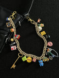 Gold Crystal Cuban Pants Chain — Dopamine Colorful Statement Chain