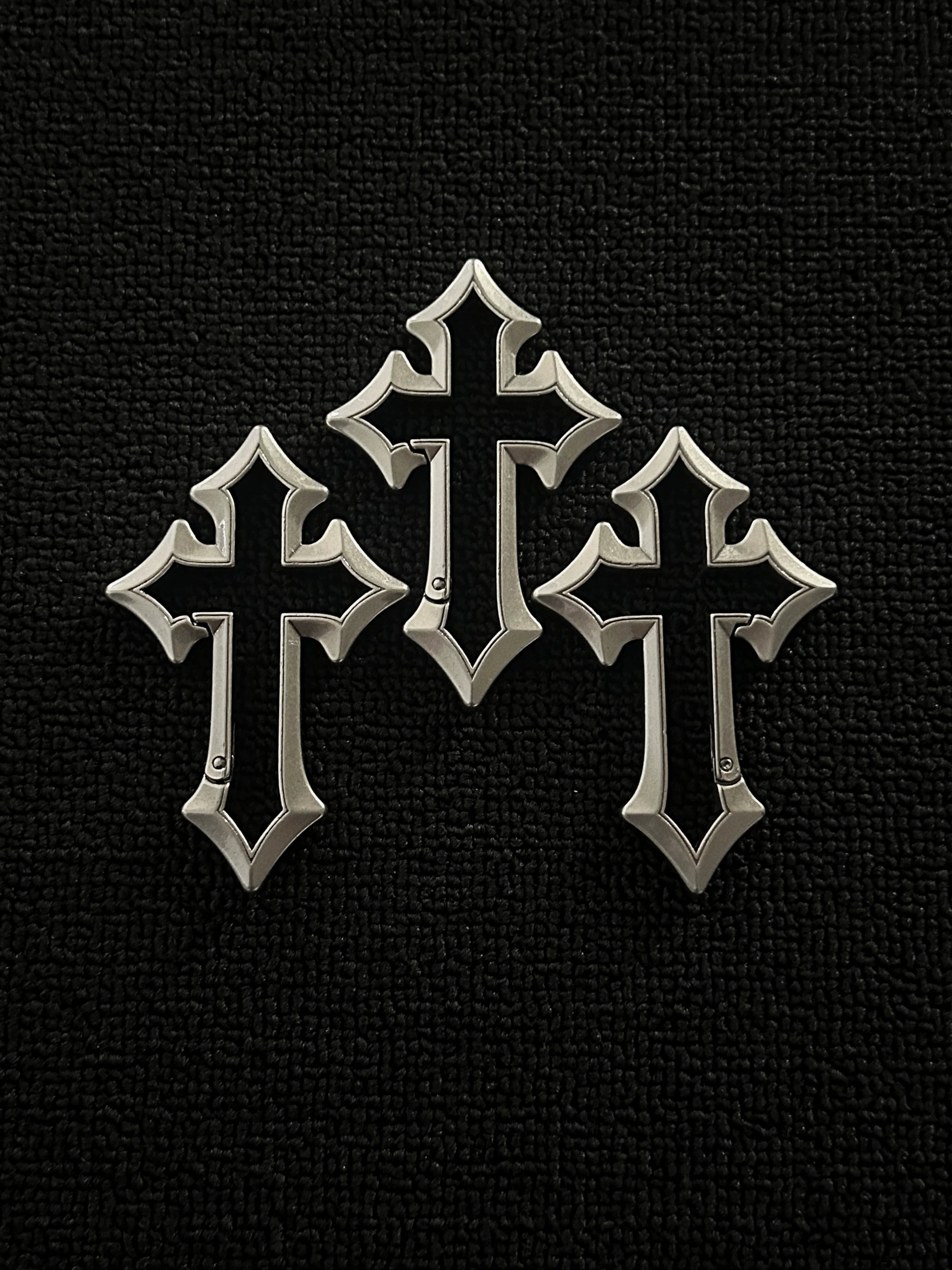 Gothic Cross Heavy Metal Keychain — Spring Clip Charm